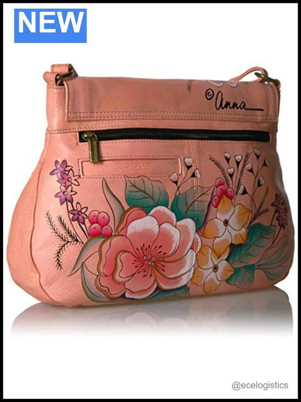 Hand Painted Leather Hobo Bag - Genuine Cow Leather